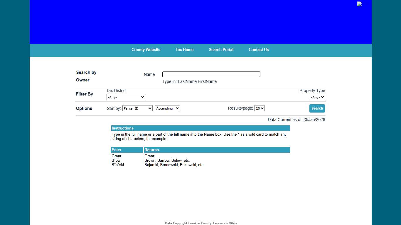 Franklin County Public Access - Owner Search